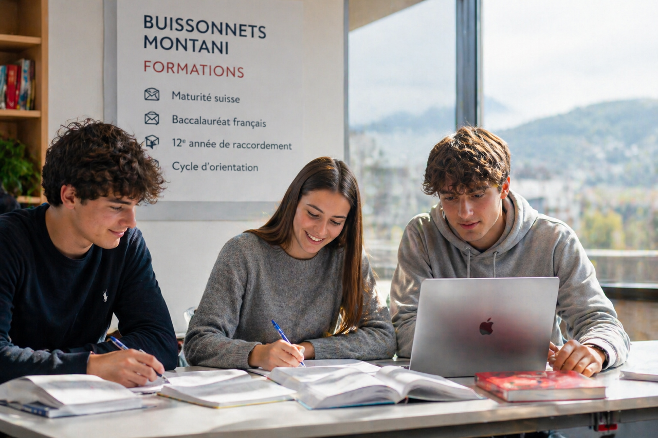 Élèves de Buissonnets Montani au travail